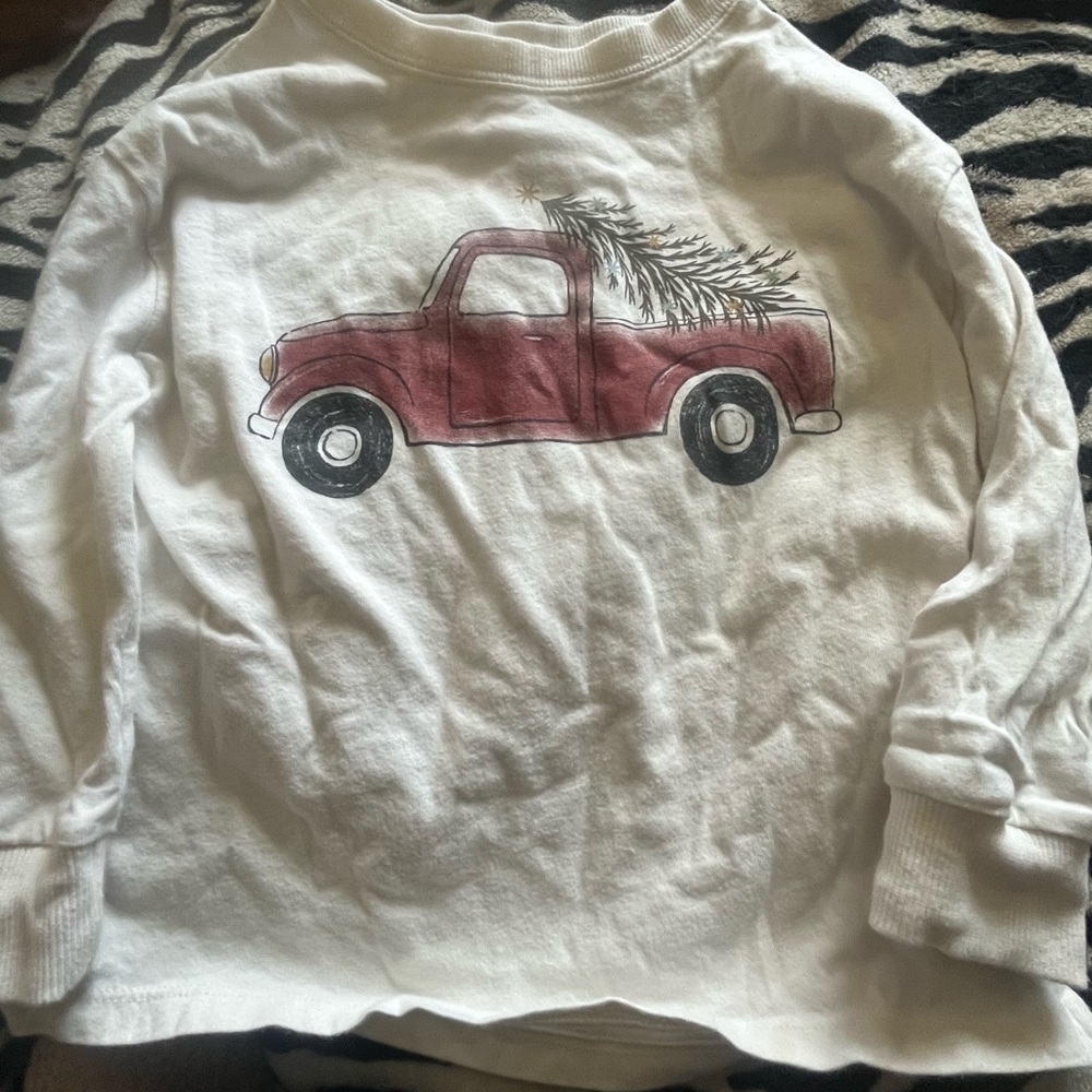 Cozy Long Sleeve Tee with Red Truck Design